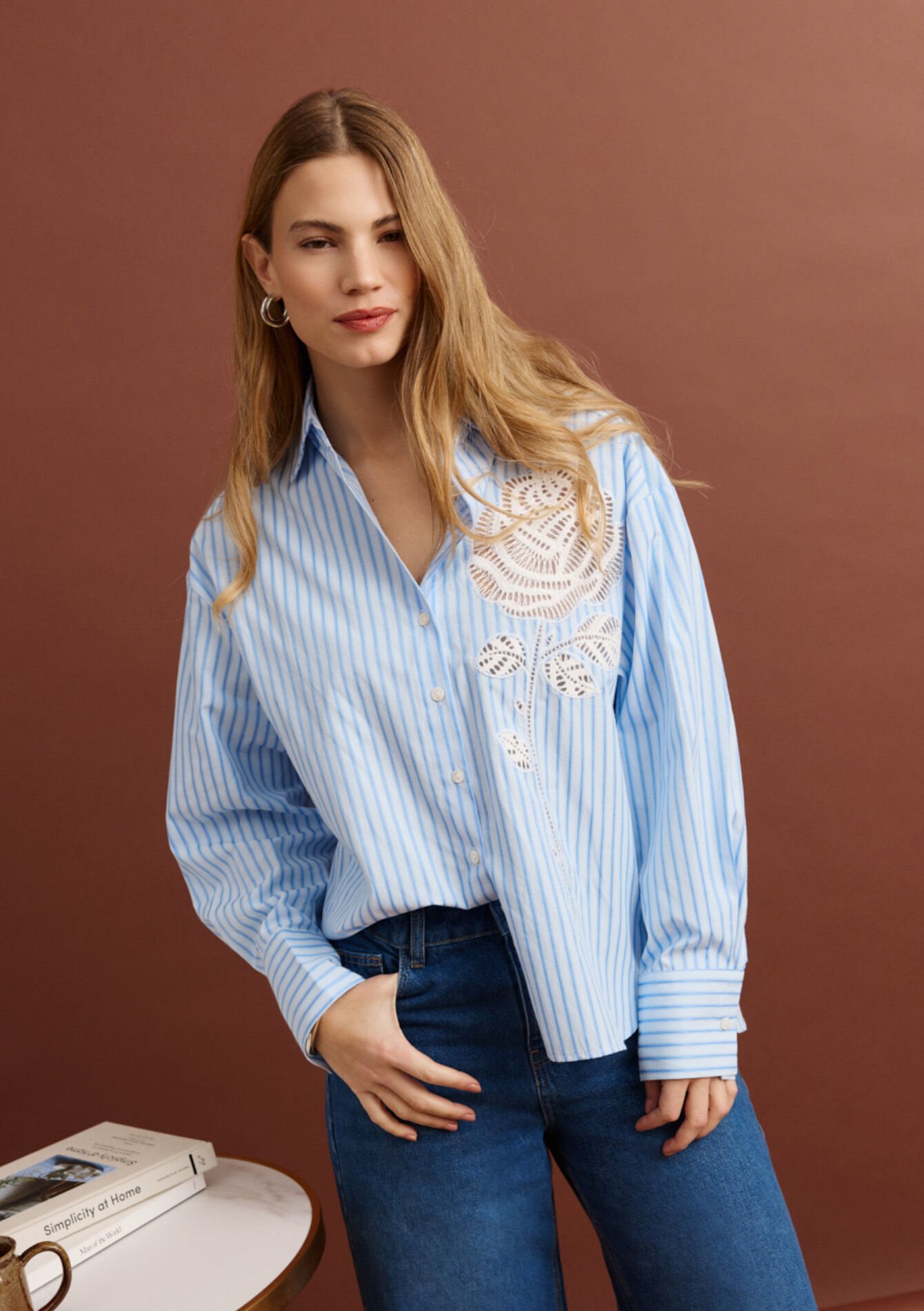 Gestreept overhemd met borduursel