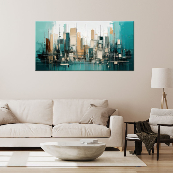 Feeby Obraz do salonu, Miasto Abstrakcja Geometryczna 80x40