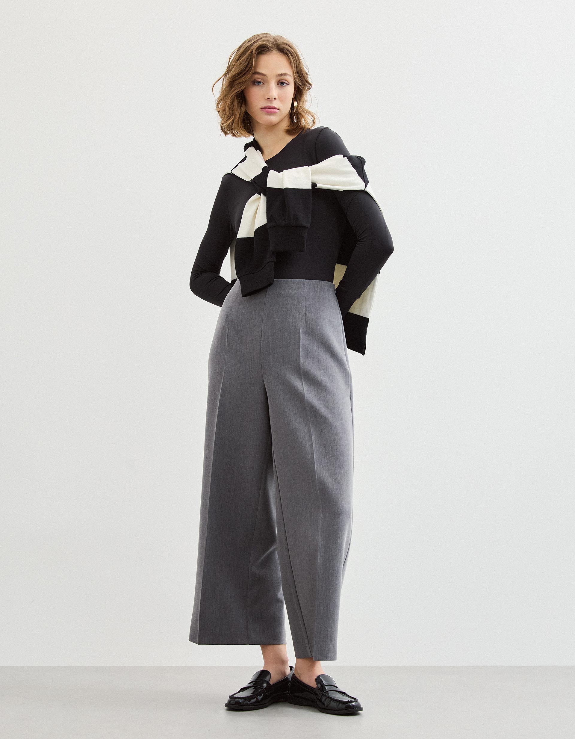 Calças Culotte, Mulher, Cinzento