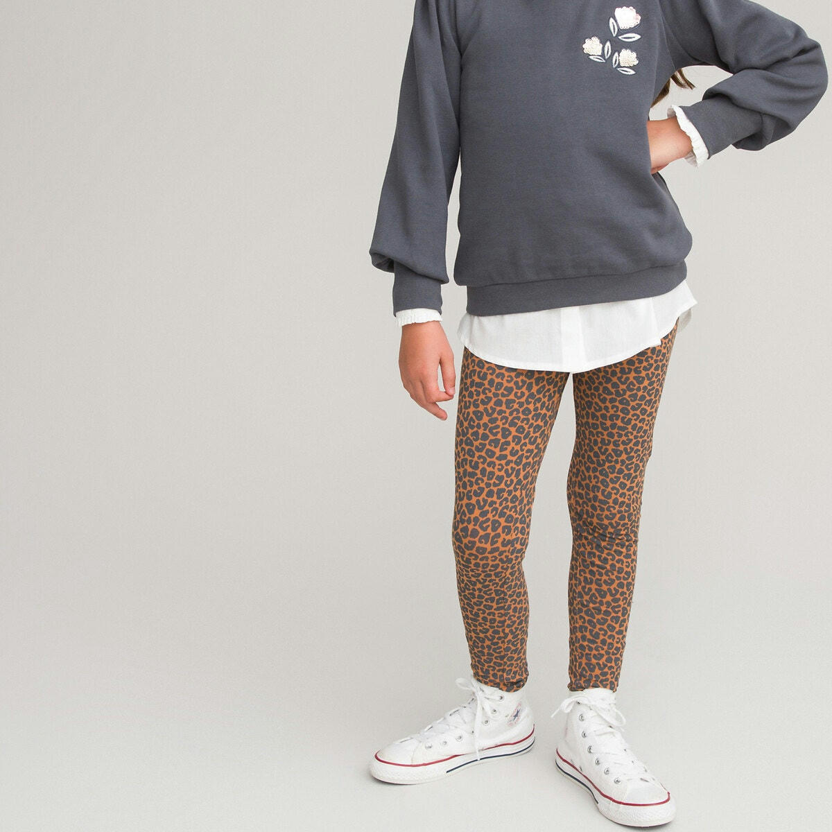 Lot de 3 leggings, 2 unis et 1 imprimé léopard