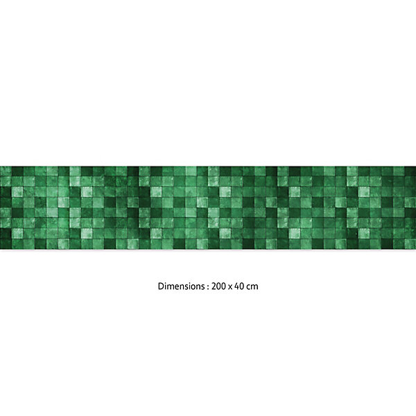 Crédence cuisine adhésive en vinyle effet zellige vert, 200 x 40 cm, design raccordable
