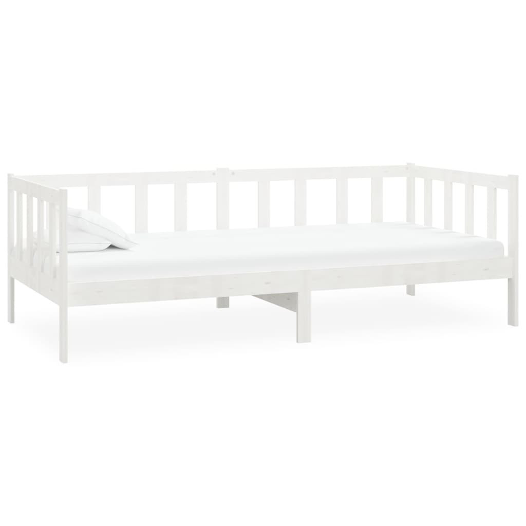 Łóżko dzienne z materacem 90x200 cm białe drewno sosnowe