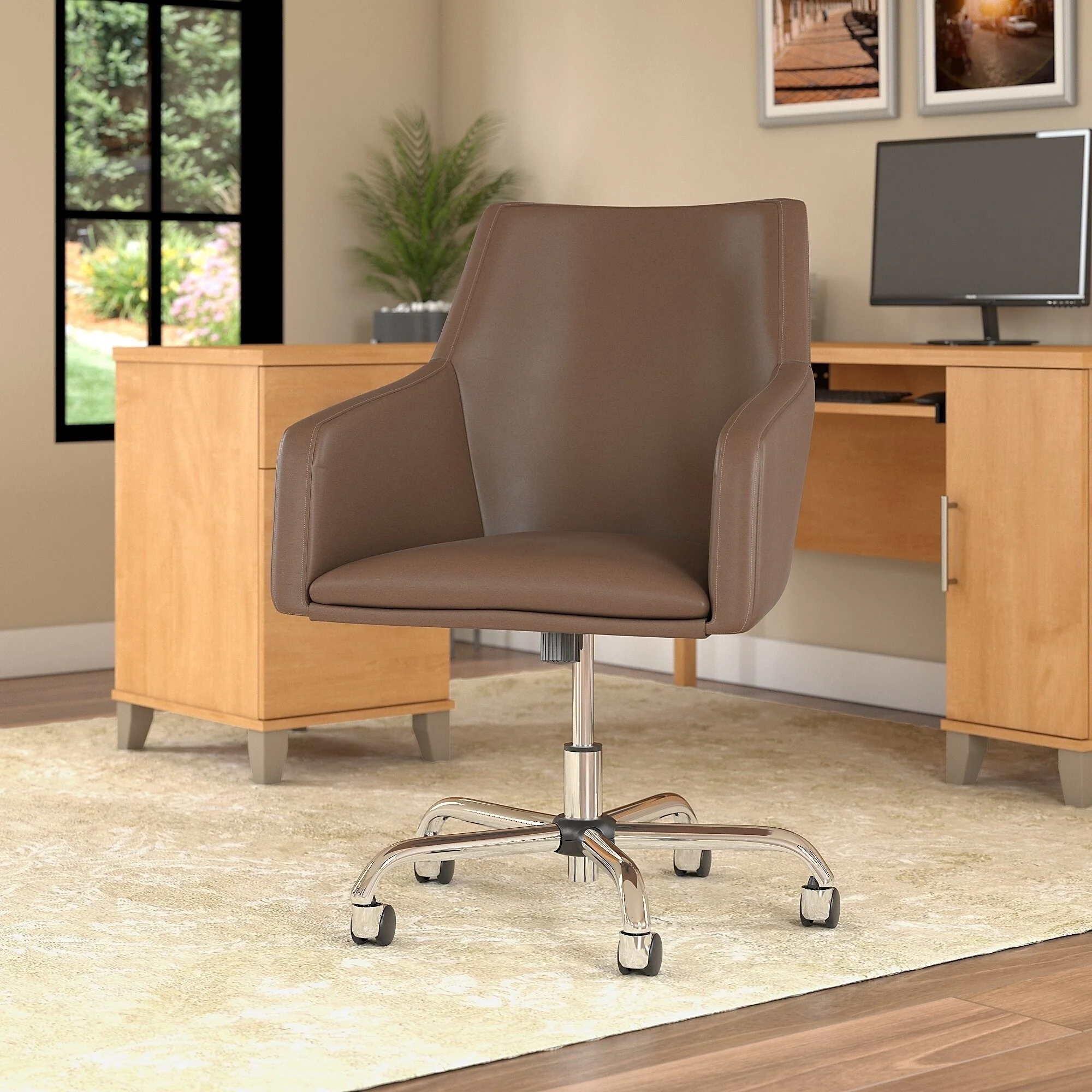 Jamestown Mid Back Leather Box Chair by Bush Business Furniture