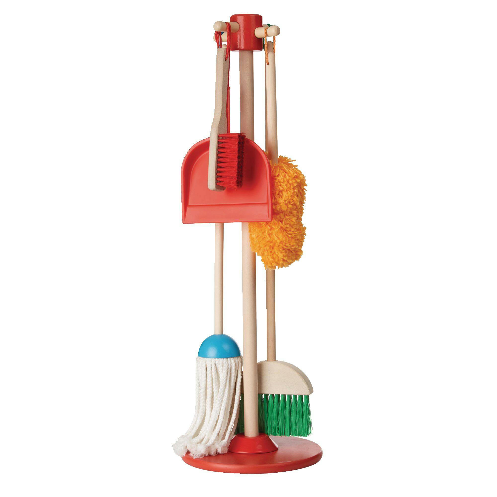 Melissa & Doug Let's Play House, Dust, Sweep & Mop Wooden Frame Toy Cleaning Set For Kids, 6 pc, Ages 3+