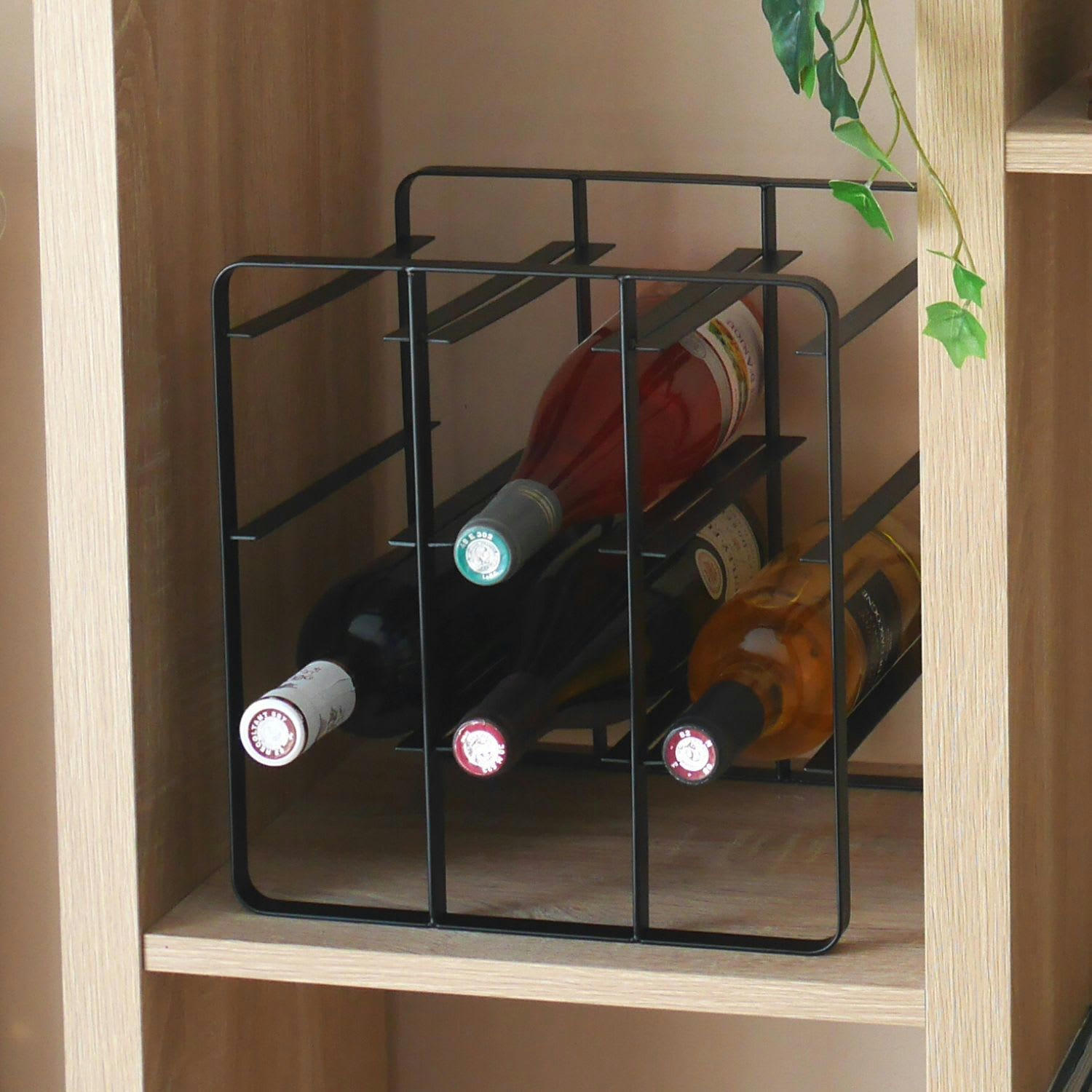 - Range bouteilles avec 9 compartiments métal filaire noir 30x30x30cm