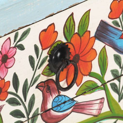 NNEVL Hand Painted Bedside Cabinet 40x30x50 cm Solid Mango Wood