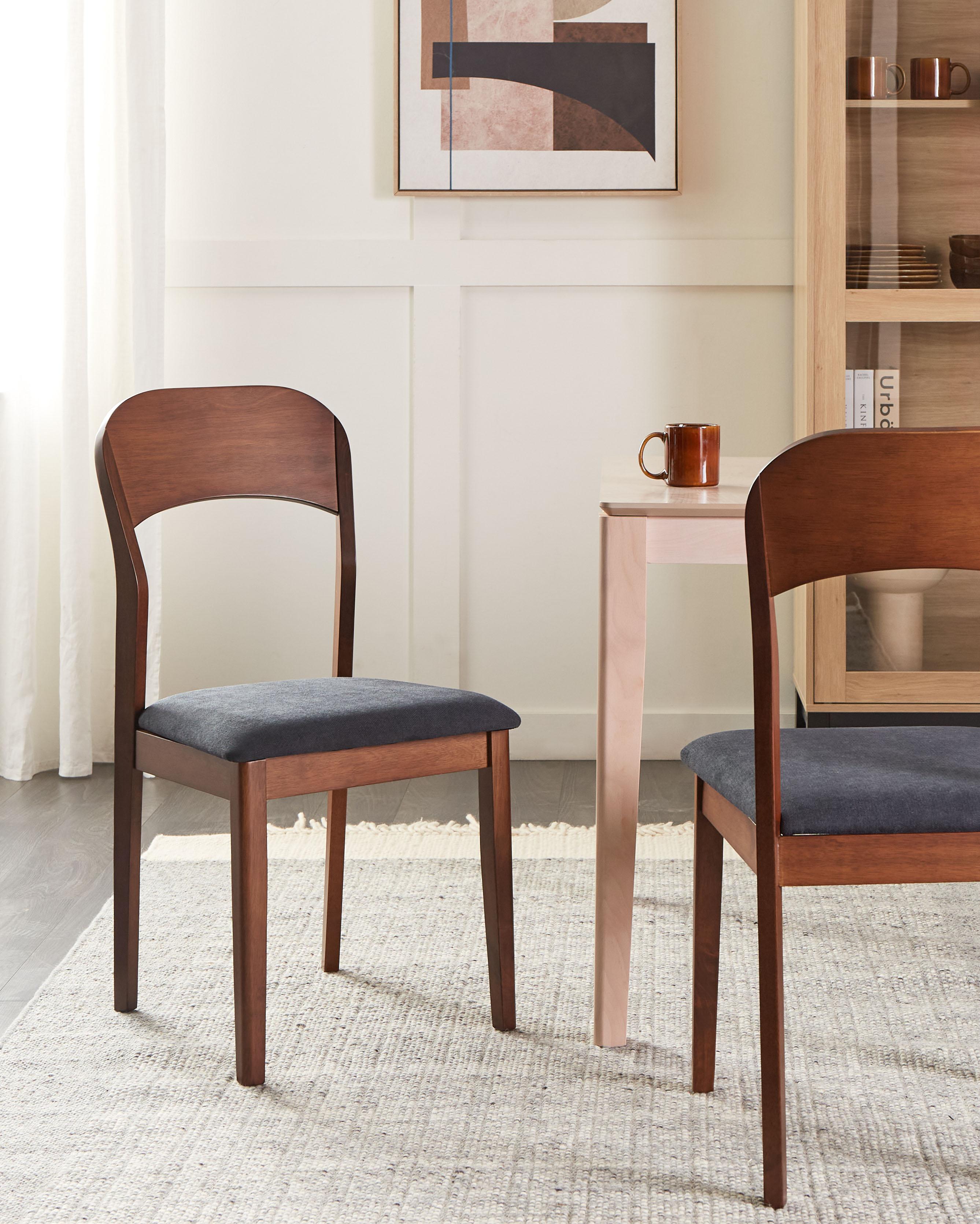 Set of 2 Dining Chairs ALVIN Wood Dark Brown