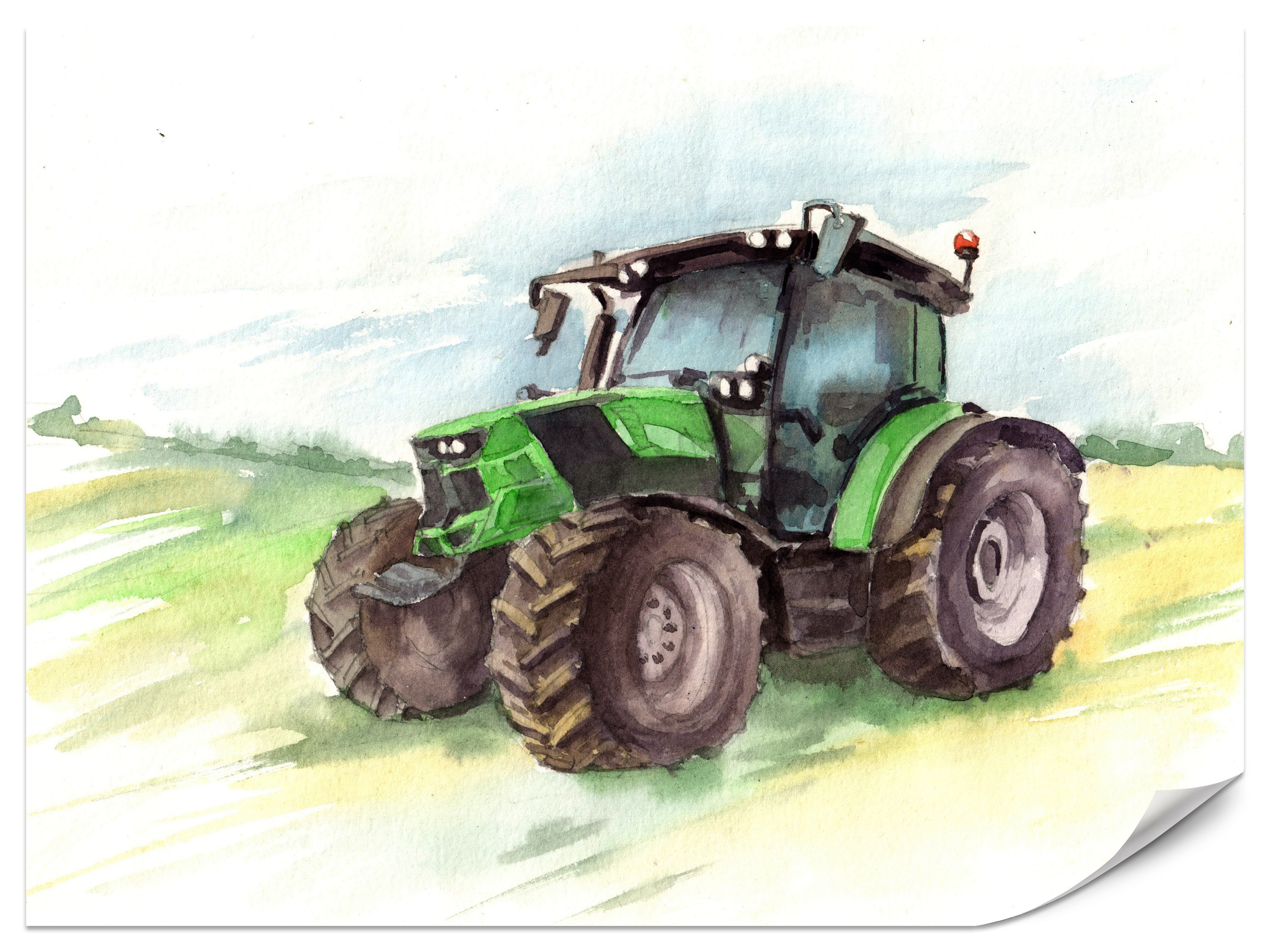 Fototapeta Zielony traktor 100x70cm
