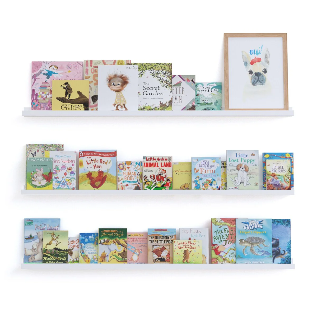 Wallniture Denver 46 Floating Shelves for Kids Room Decor, White Bookshelf (Set of 3)