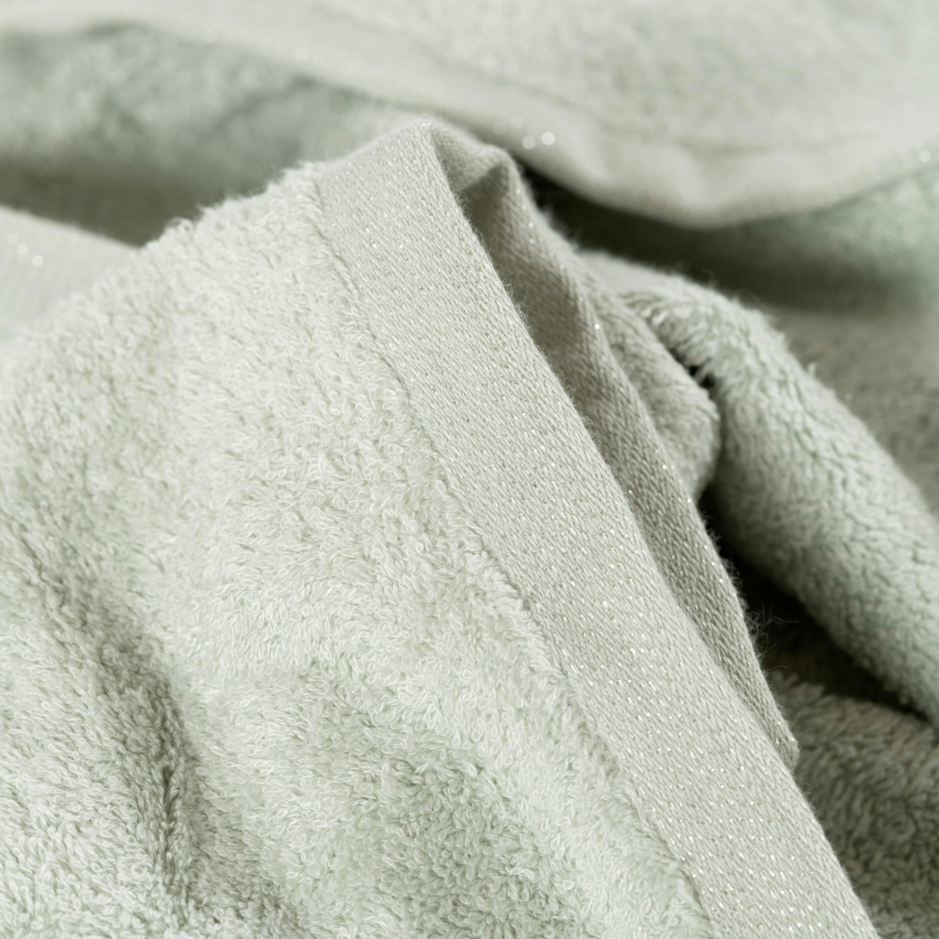 PAMPA 2 - Serviette de toilette coton brodé bouclette vert 50x90