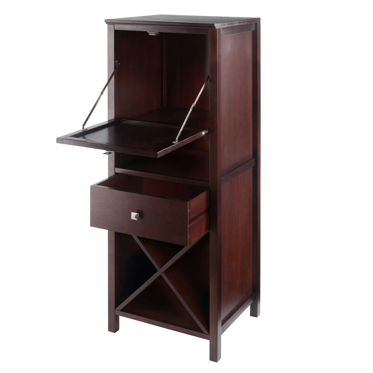 Brooke Jelly Cupboard, 4-Section Cabinet, Walnut