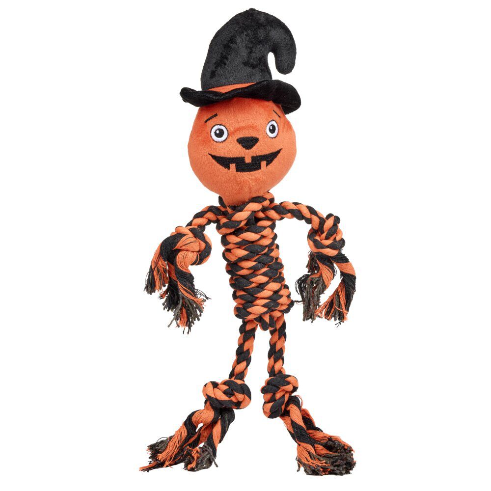 Jouet pour chien citrouille Halloween corde orange 25x40xH5cm