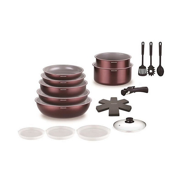 Batterie de cuisine - Tous feux dont induction - ARTHUR MARTIN - AM2503 - Aluminium - 18 pieces - Poignée amovible