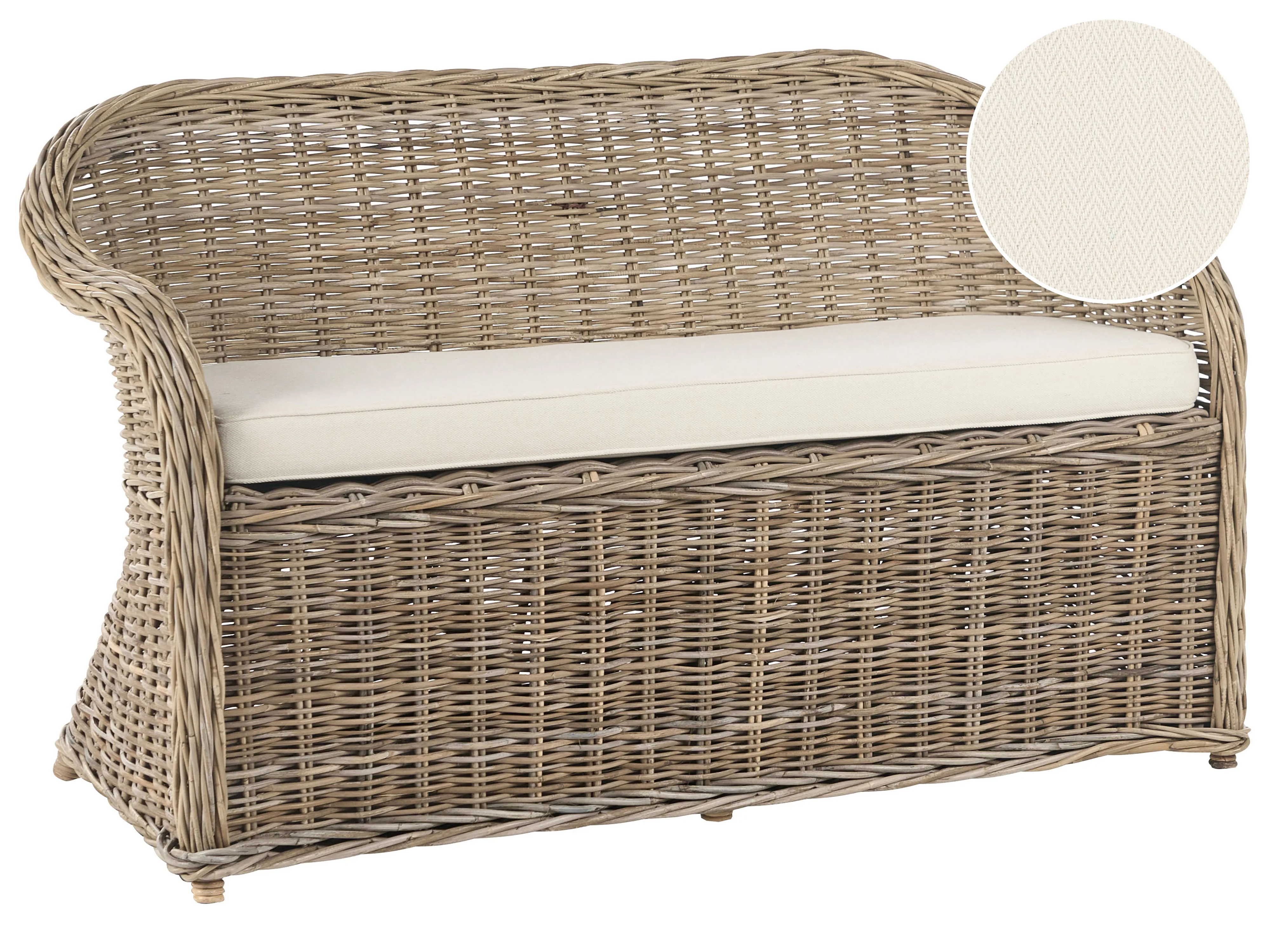 Garden Bench with Cushion SUSUA 141 cm Rattan Natural