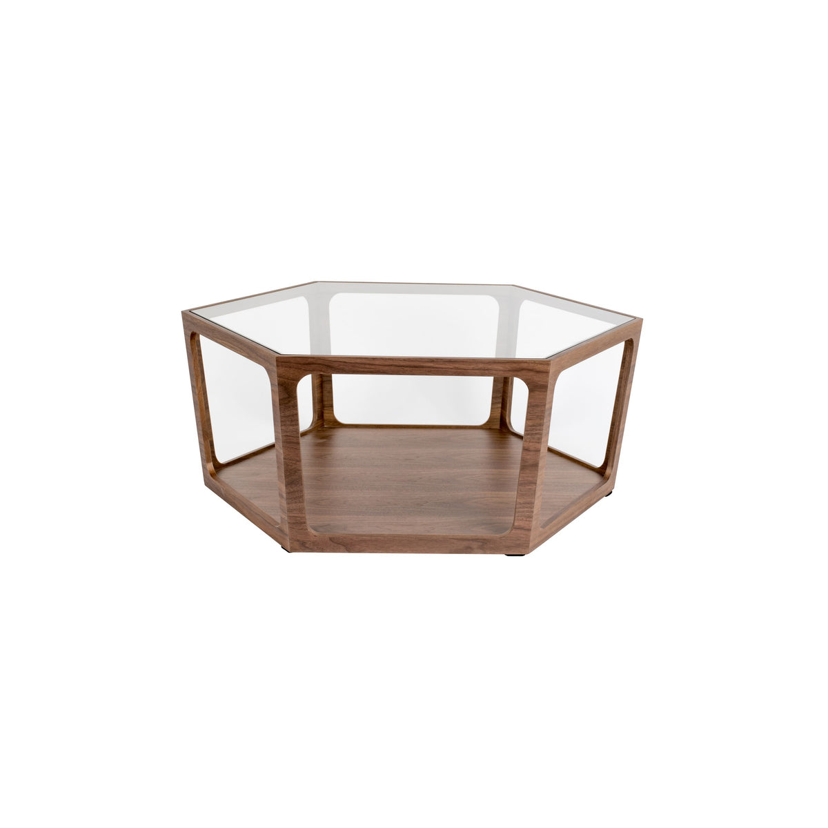 Dutchbone Sita Salontafel Zeshoekig Glas/ Hout Bruin