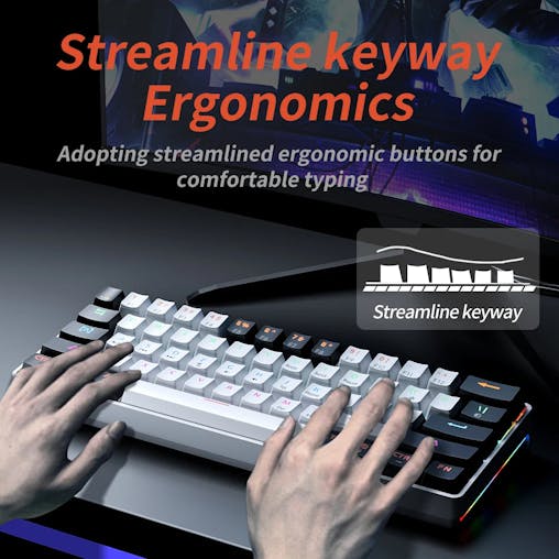 NNEOBA 61 Keys USB Gaming Mechanical Keyboard Red Switch RGB