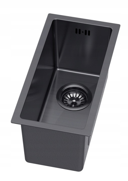 Zlewozmywak stalowy PVD czarny super slim podblatowy Bari22