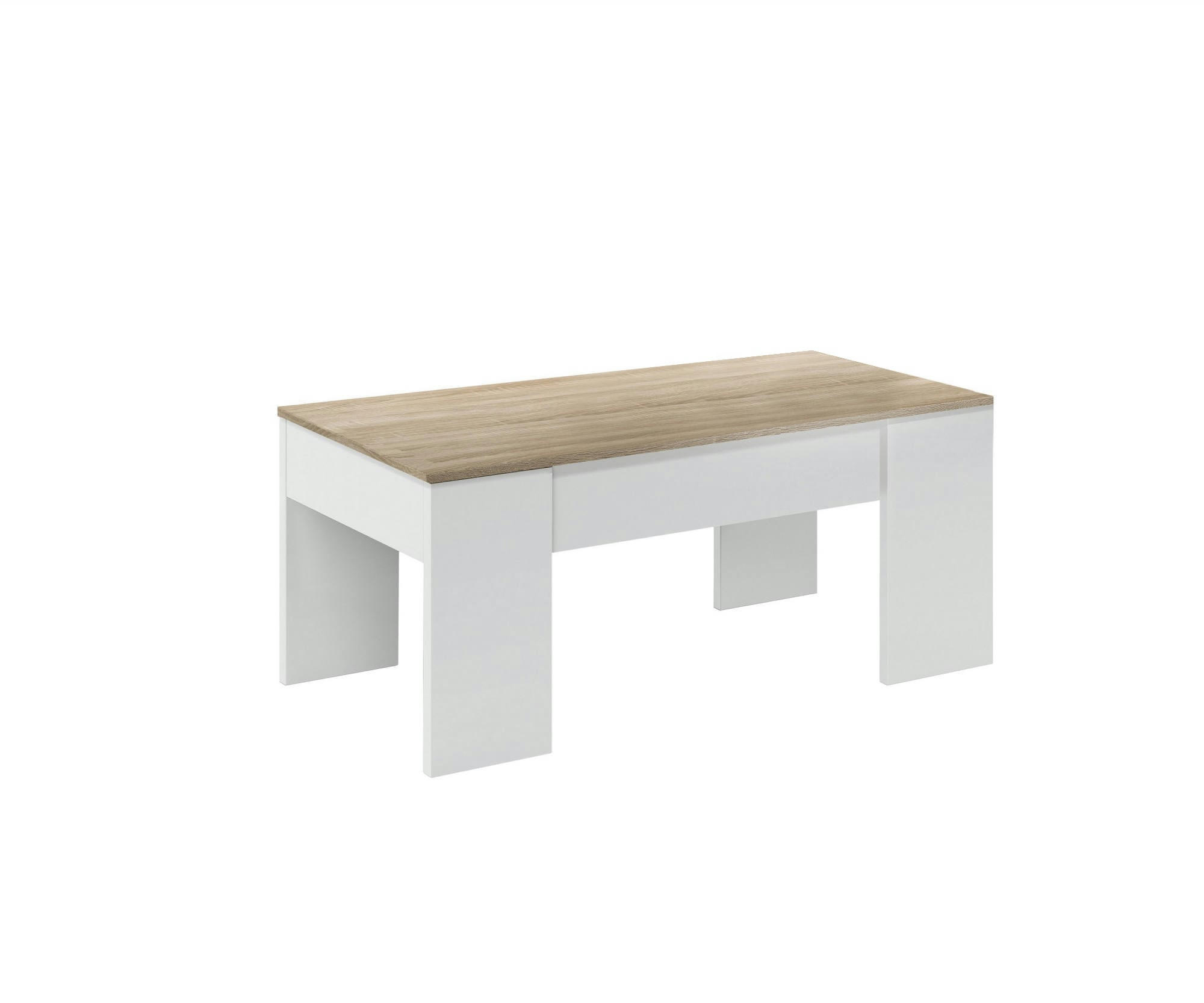 OCEANSIDE - Table basse effet bois blanc et chêne