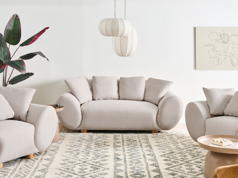 Sofa tapicerowana 2-osobowa jasnobeżowa