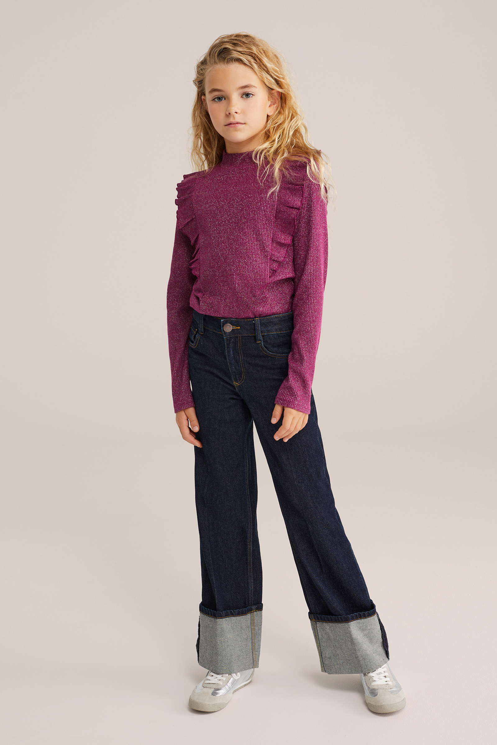 Meisjes geribd T-shirt met glittergaren