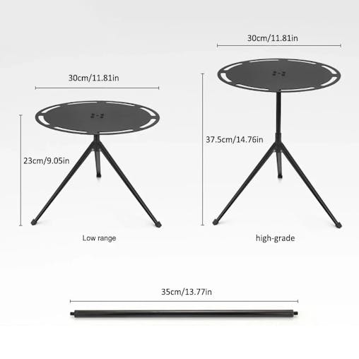 NNEOBA Round Camping Table with Telescopic Fishing Light Pole