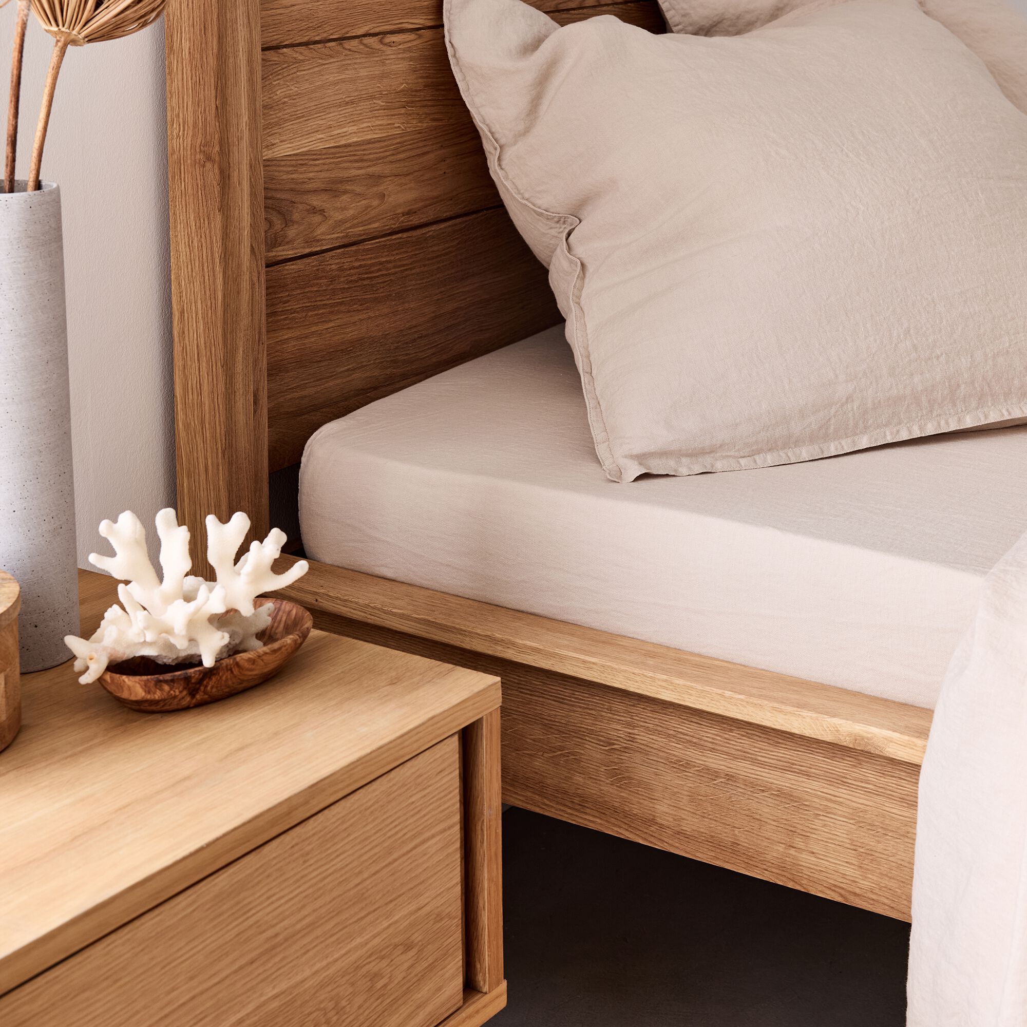 VENCE - Drap housse en lin lavé 140x200cm B28cm - beige