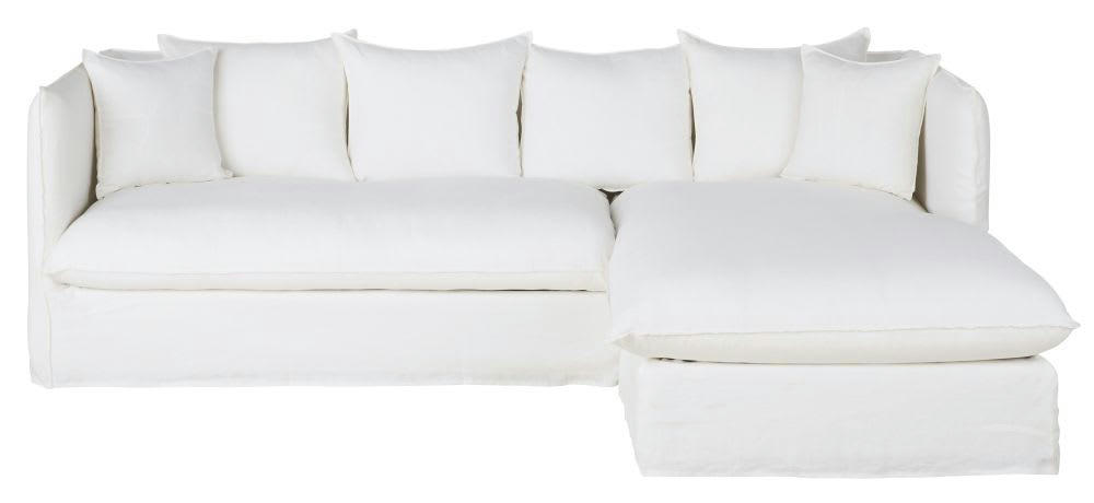 Louvain - Housse de canapé en lin froissé blanc