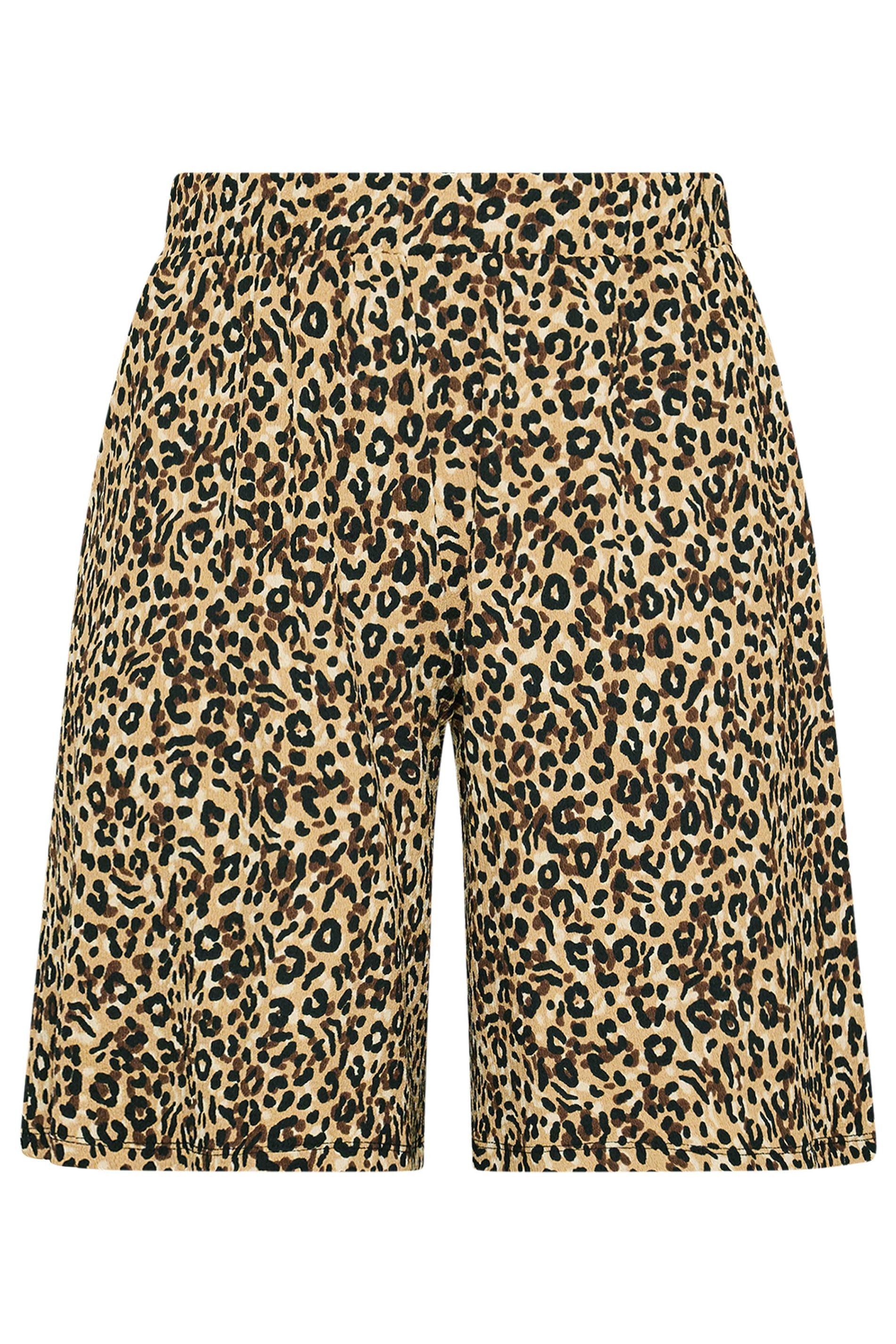 Yours Leopard Print Textured Shorts
