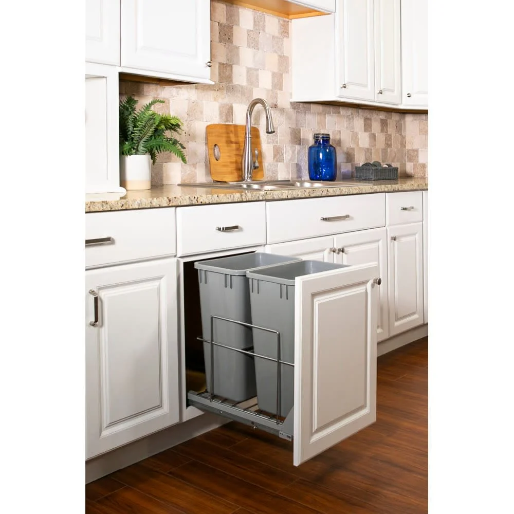 Hardware Resources EMBM Series Bottom Mount Double Bin Trash Can Pull