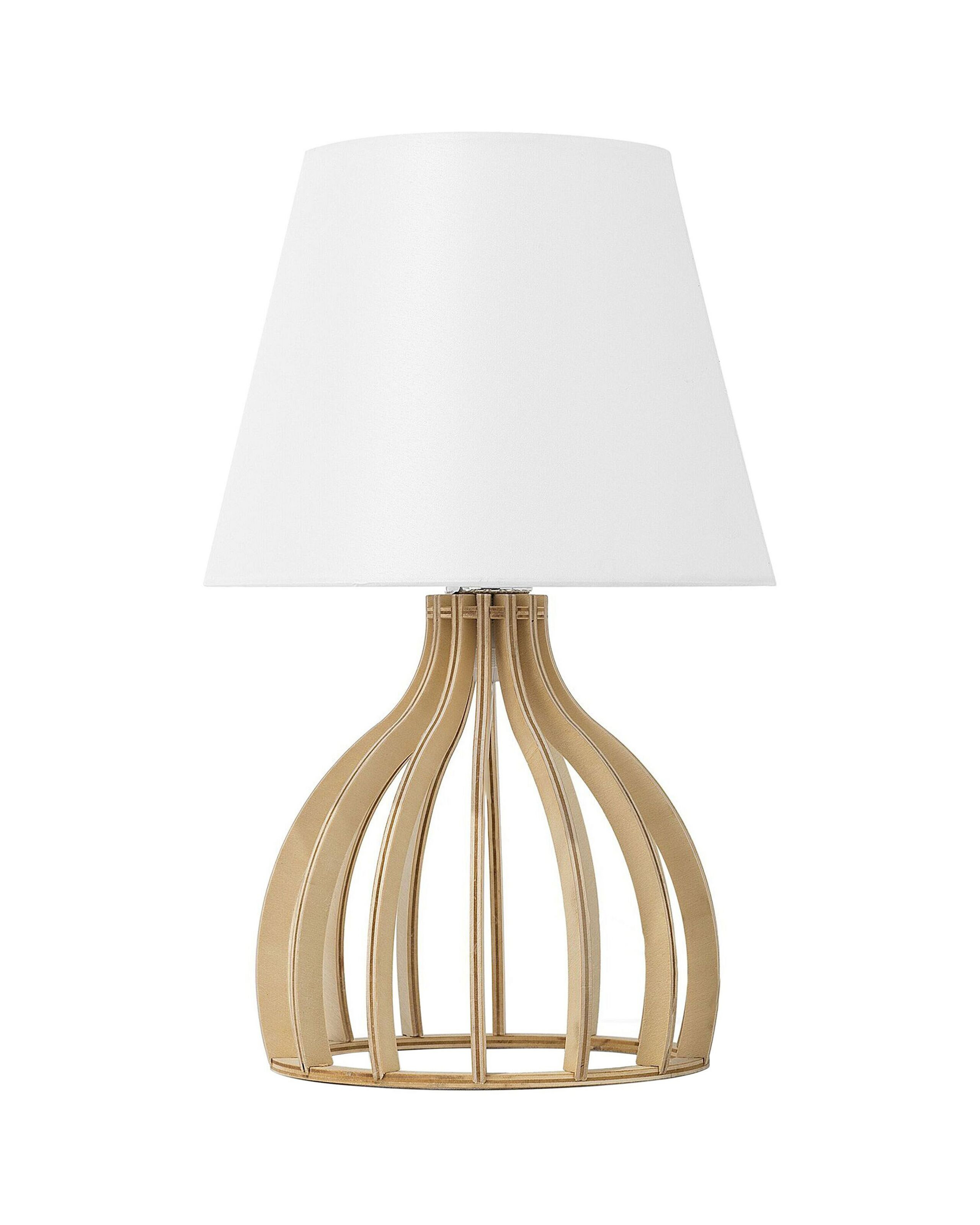 Lampa stołowa drewniana 36 cm biała