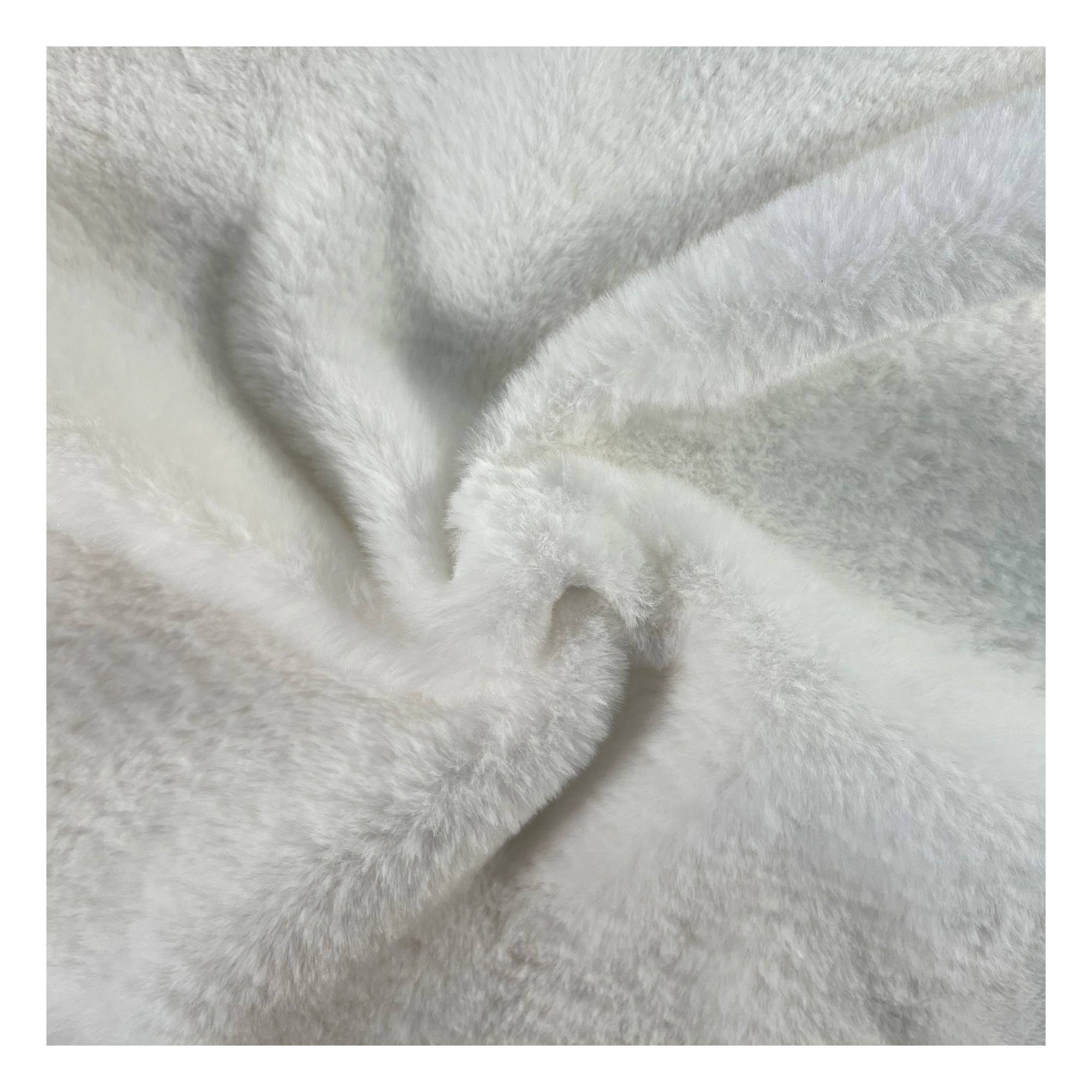 White Polyester Fur Pile Fabric by the Metre