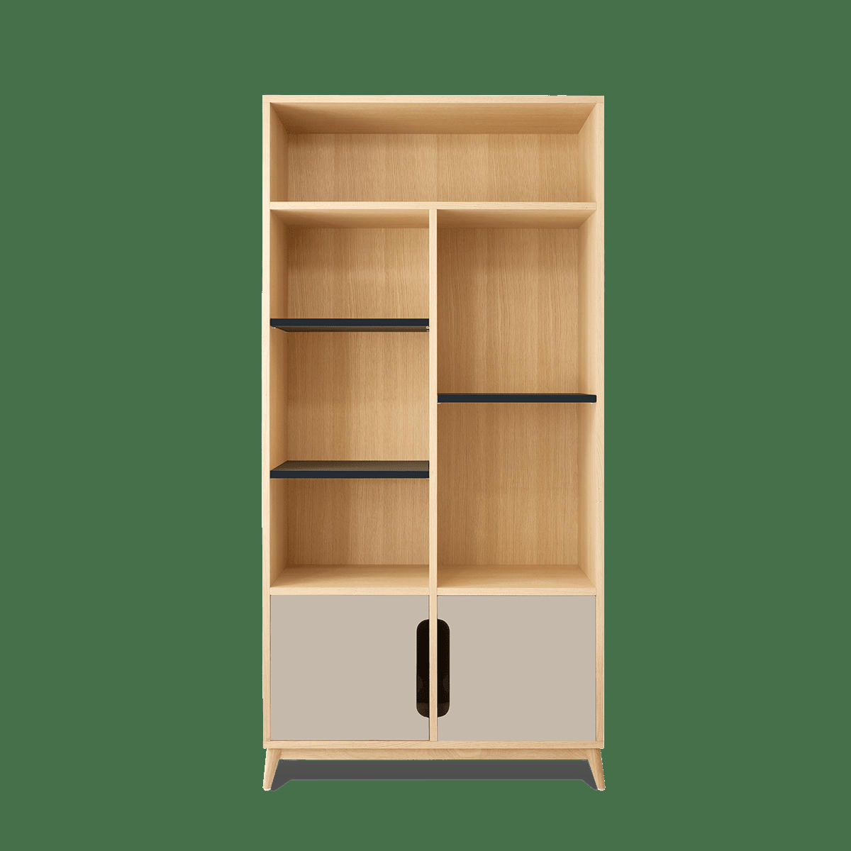 BOOK - Bibliotheque peu profonde bicolore beige/ gris, 2 portes- 175*86*40.