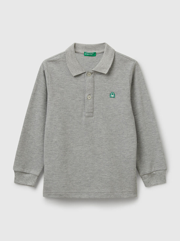 Long sleeve polo in cotton