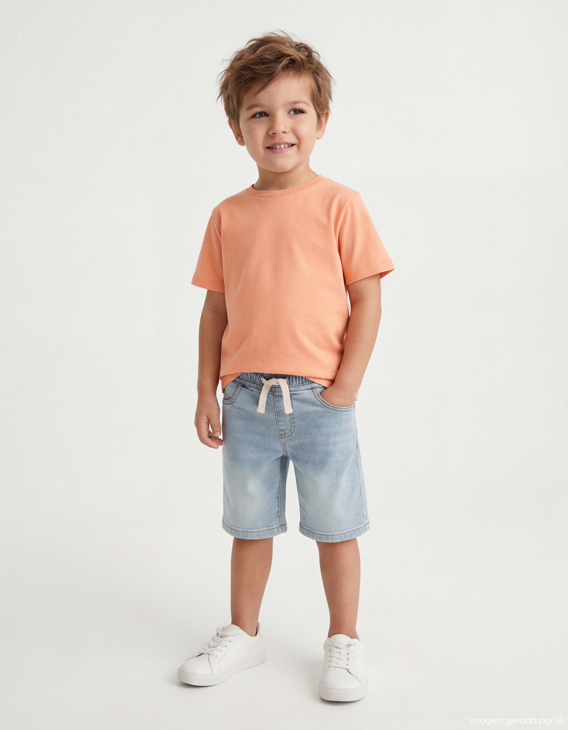 T-shirt, Menino, Laranja Claro