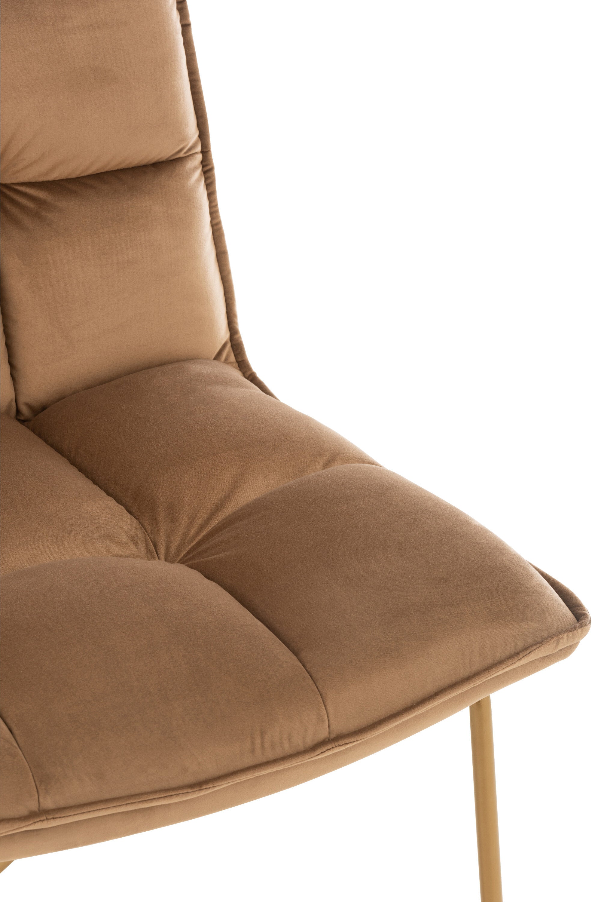 J-Line loungestoel Lisa - metaal textiel - bruin - 2 stuks