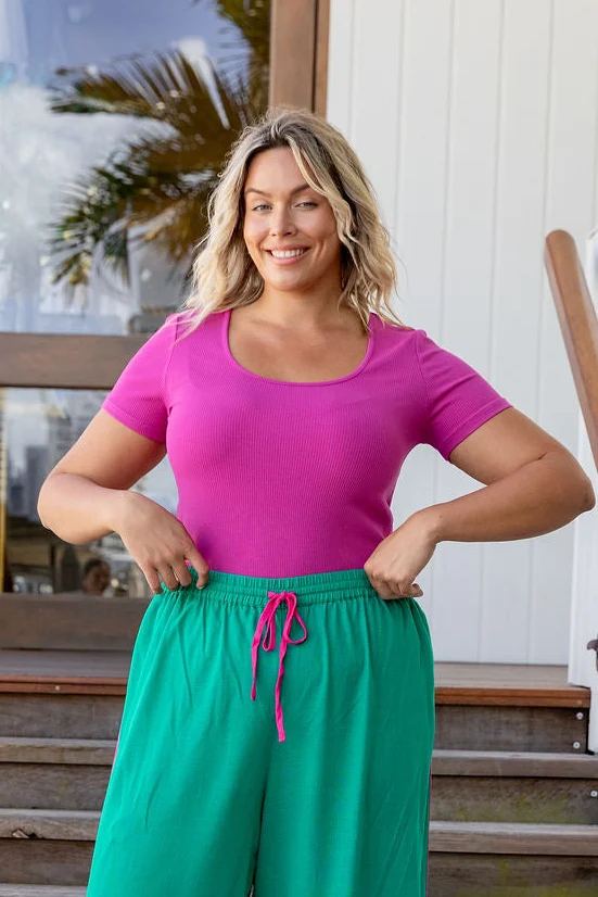 Billi Rib Tee in Fuchsia