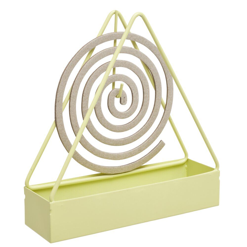 Support en métal jaune pour spirale encens anti-moustique 15x4,5xH15,5cm