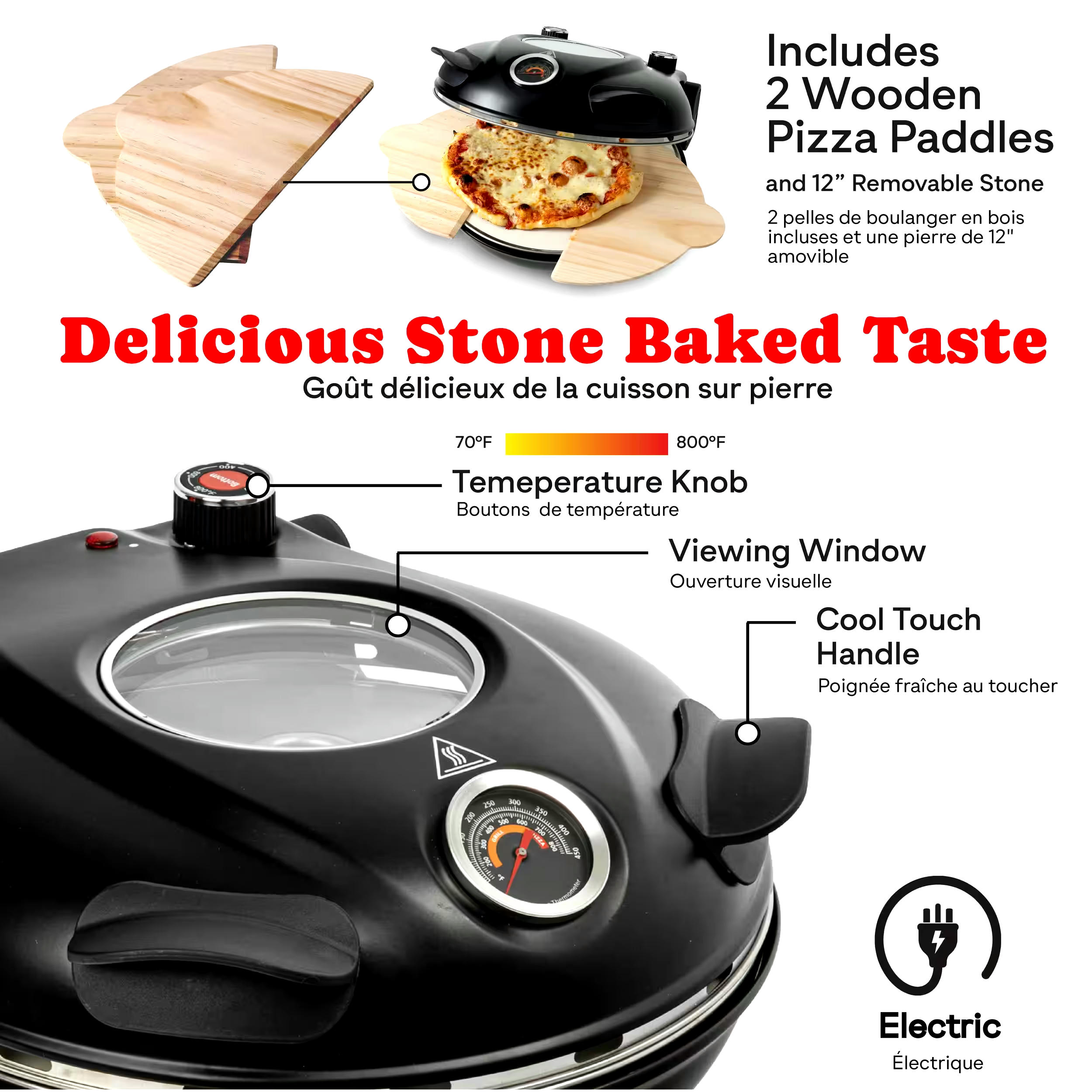 As Seen On TV Granitestone Piezano Electric Pizza Oven, 12-in, Black