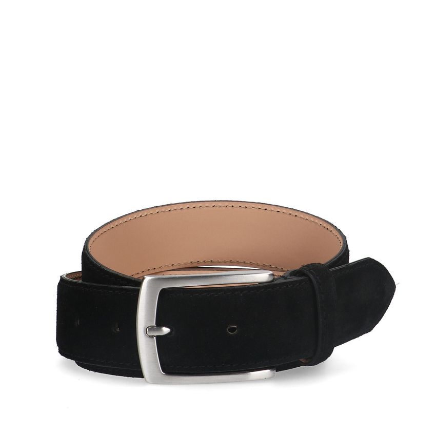 Manfield Zwarte suède riem