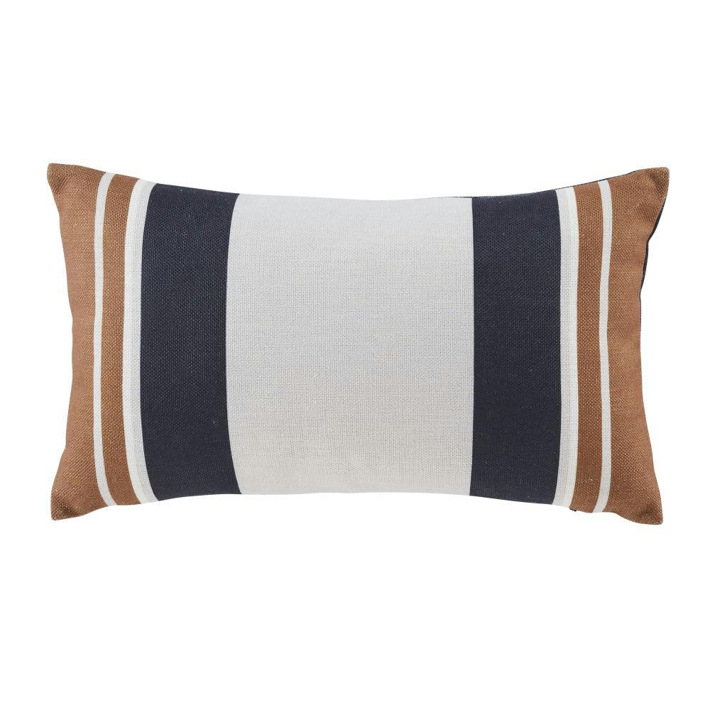 AARHUS - Coussin gris anthracite, caramel et écru 50x30