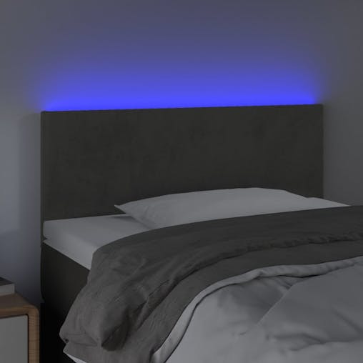 NNEVL LED Headboard Dark Grey 100x5x78/88 cm Velvet
