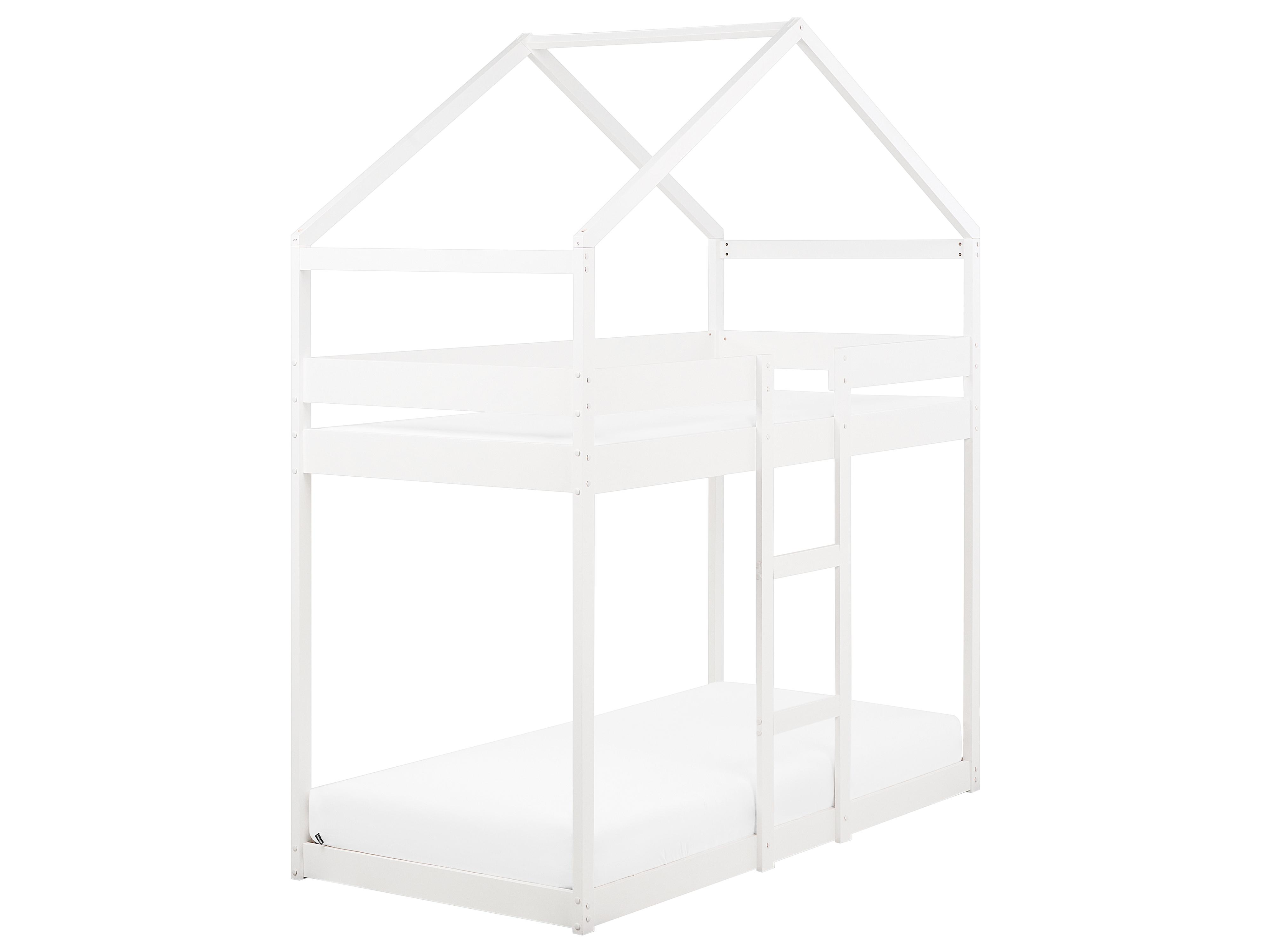 Bunk Bed House Pine Wood LABATUT 90 x 200 cm (EU Single) White