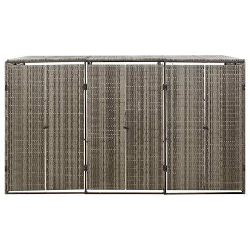 NNEVL Triple Wheelie Bin Shed Grey 207x80x117 cm Poly Rattan