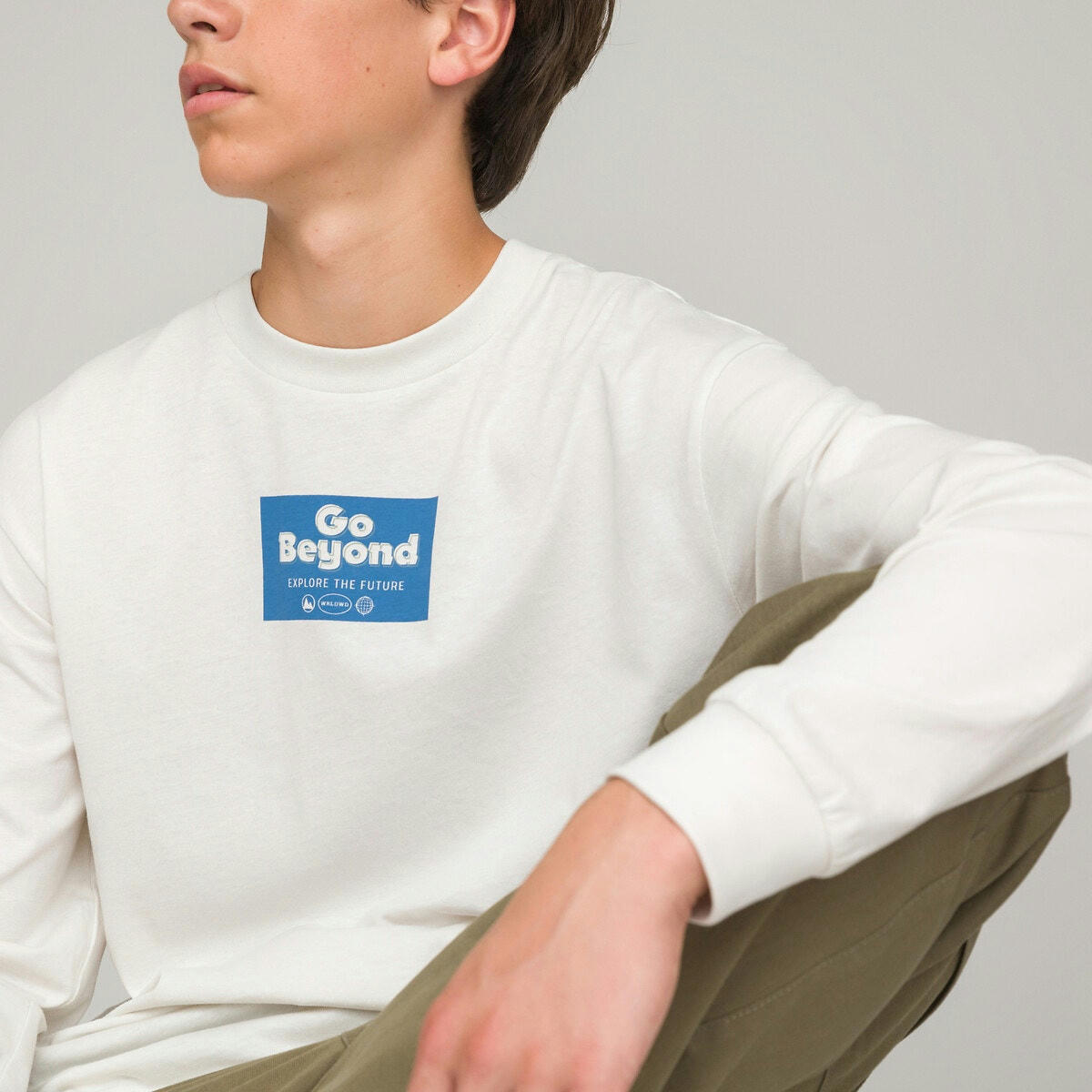 T-shirt manches longues oversize, imprimé au dos