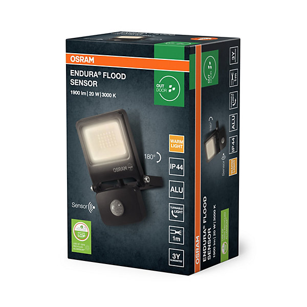 OSRAM Projecteur LEDENDURA FLOOD PC 20 W 3 000 K avec capteur gris