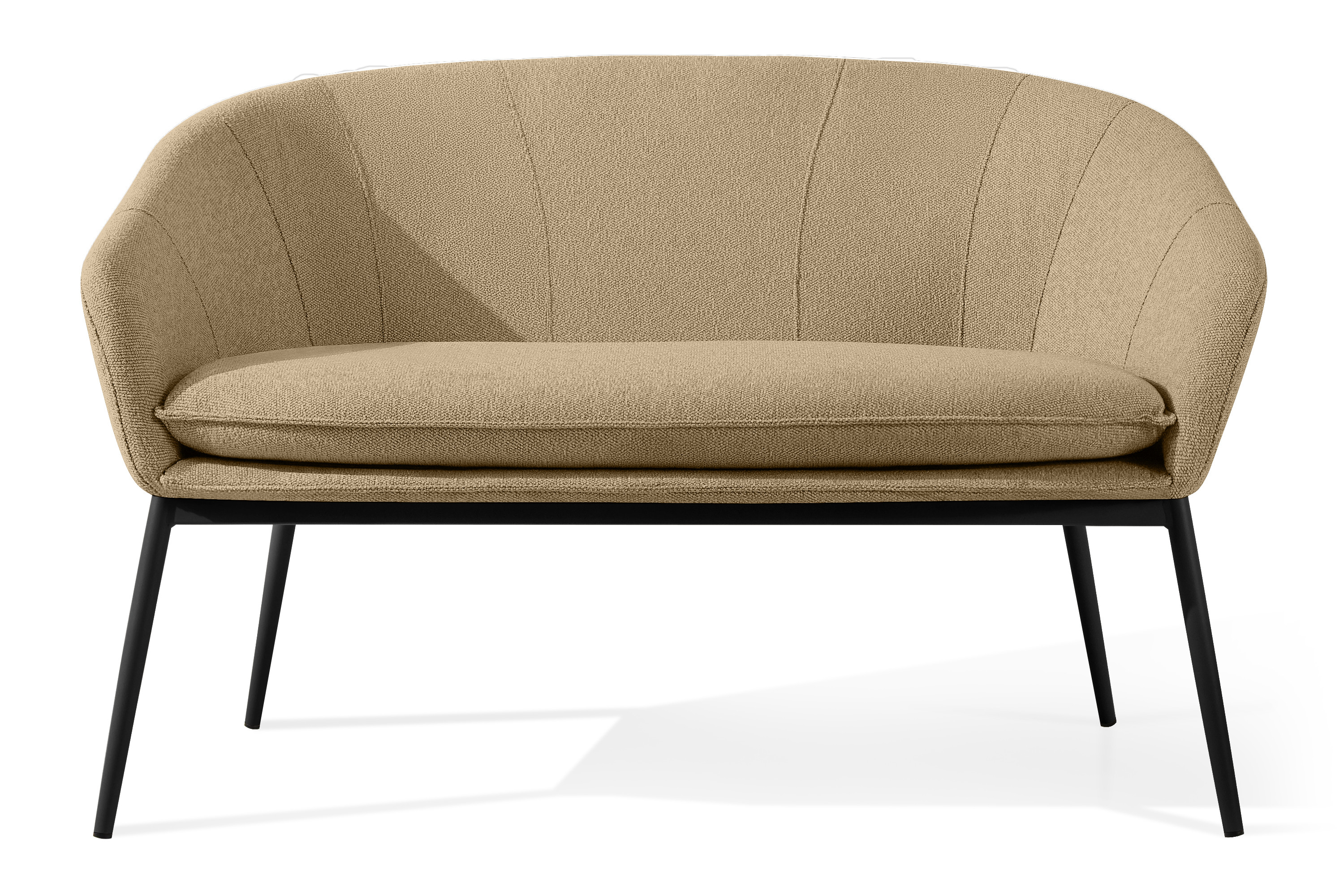 KONSIMO SOLIS Sofa ogrodowa tapicerowana beżowo-czarna, japandi, boho