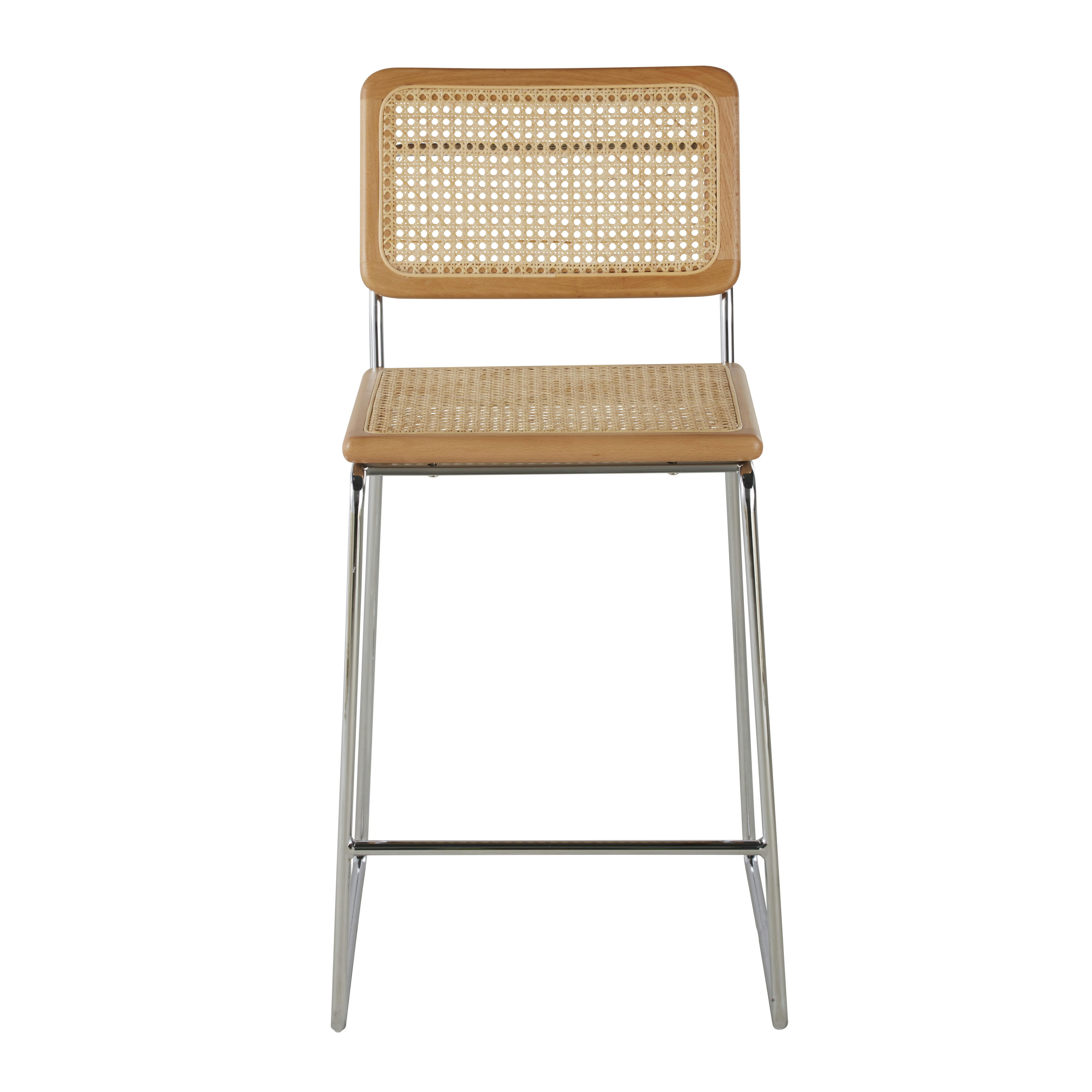 Rosae - Chaises pour îlot central cannage en rotin et métal argenté H65 (x2)