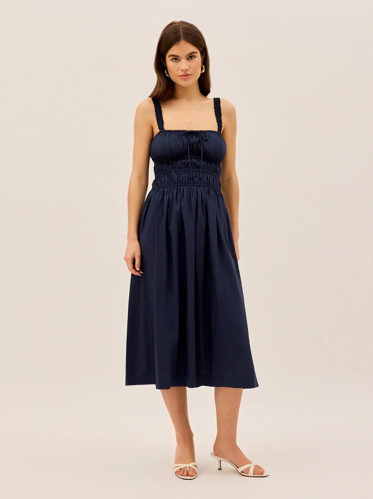 Arya Navy Cotton Midi Dress