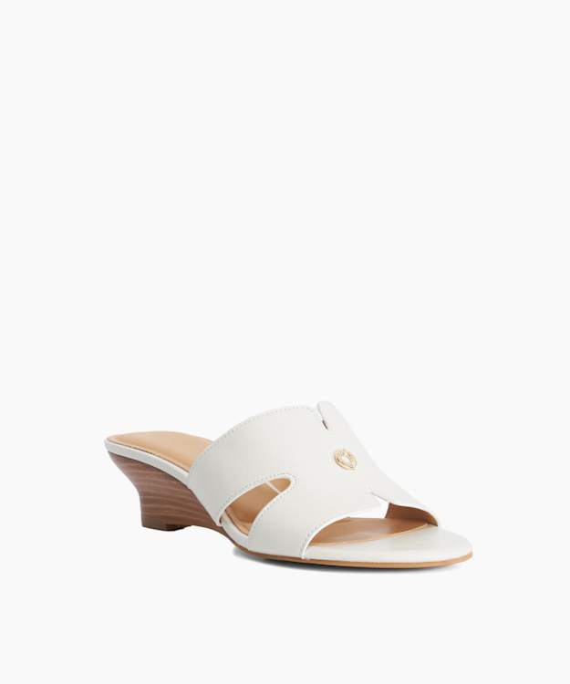 Kacie White - WIde Fit Wedge Mules