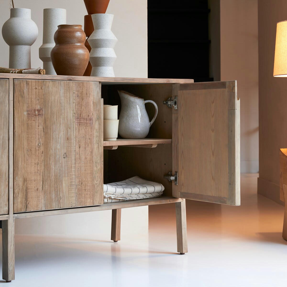 HAZEL - Buffet en pin et orme massifs recyclés 200 cm